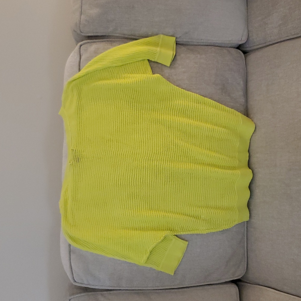 Express Neon Yellow Mesh Short Sleeve Top